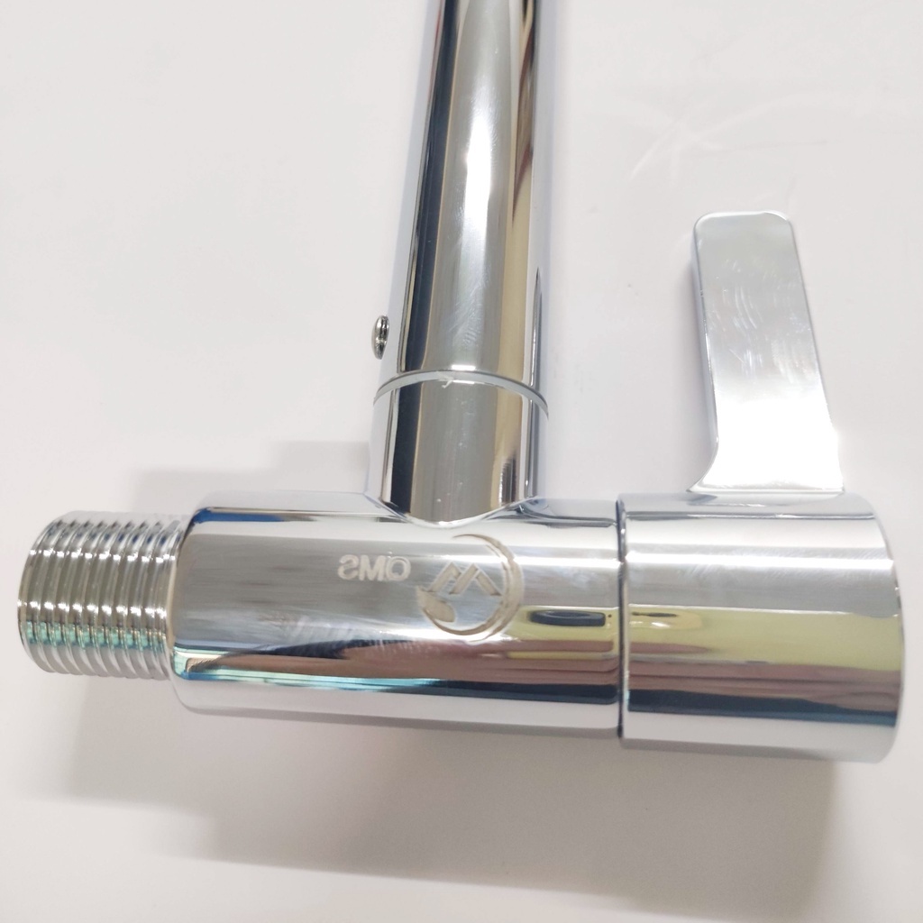 Vòi rửa chén bát lạnh gắn tường thân cứng inox 304 mạ màu bạc cao cấp