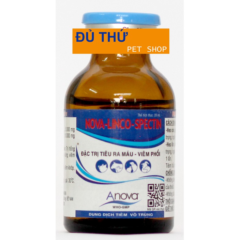 NOVA-LINCO-SPECTIN (20 ml) - xử lý viêm phổi, viêm khớp...cho gia súc, gia cầm (10 lọ/đơn hàng)