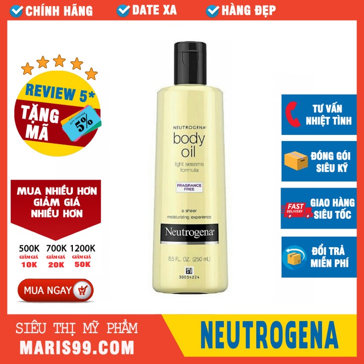 Tinh Dầu Neutrogena Body Oil Light Sesame Formula (250ml) _ NTG003TCS