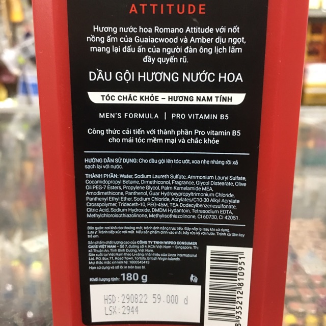 Dầu gội Romano Attitude chai 180g