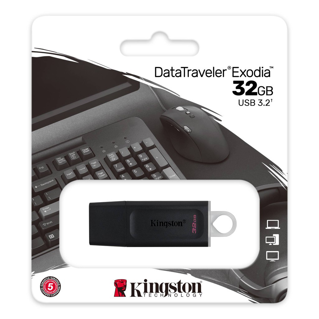 USB 3.2 Kingston DataTraveler Exodia DTX 32Gb DTX/32GB thời trang với nắp bảo vệ và móc khóa màu sắc