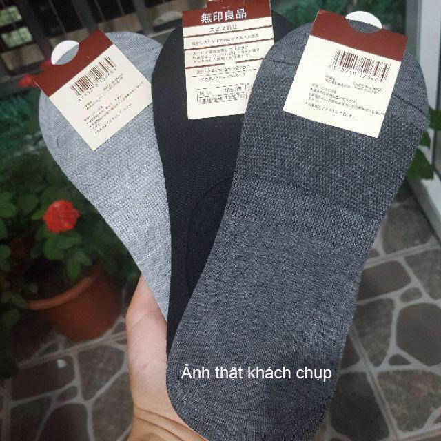 Tất hài nam đi giày lười mùa hè có silicon - tất công sở nam ngắn màu trắng đen xám