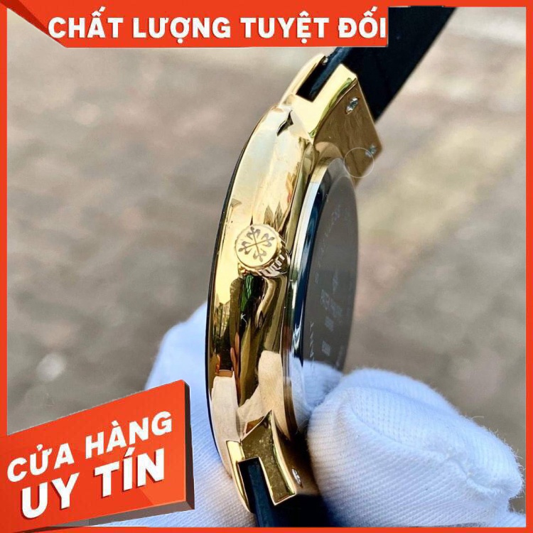 HÀNG CAO CẤP -  (Bảo hành 12 tháng) Đồng hồ Nam Patek philippe dây da mềm, kính chống xước, thẻ bảo hành 12 tháng - Pate