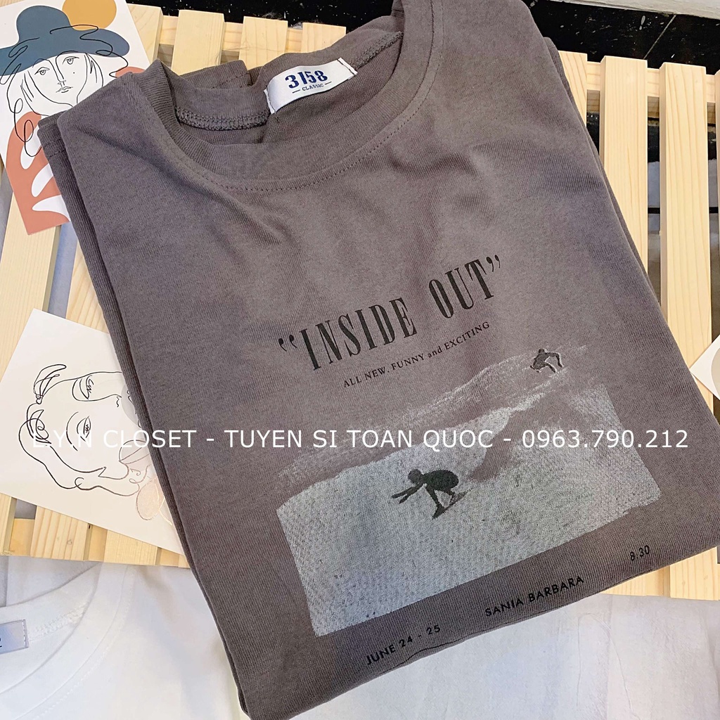 Áo thun 3158 dài tay INSIDE OUT dáng unisex form oversize hàng Quảng Châu Lyn Closet A115L