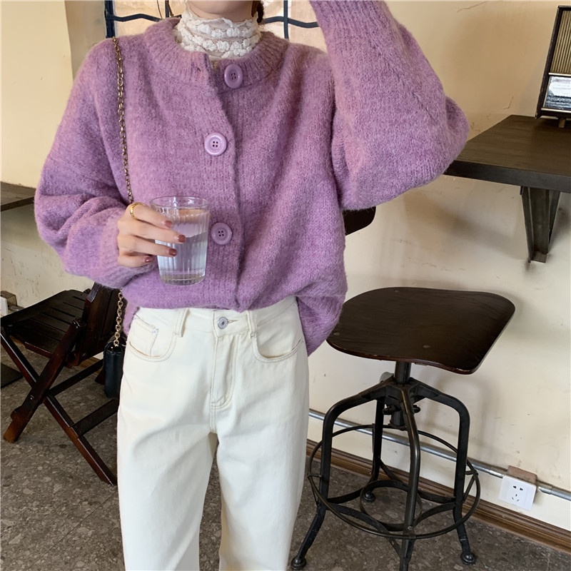 Áo Khoác Len Sáp Mềm Ngắn Dáng Rộng Thời Trang Thu Đông Hàn Quốc Cho Nữ