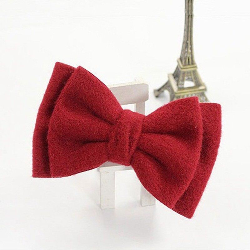 Kẹp tóc hình nơ màu trơn thanh lịch cho nữ