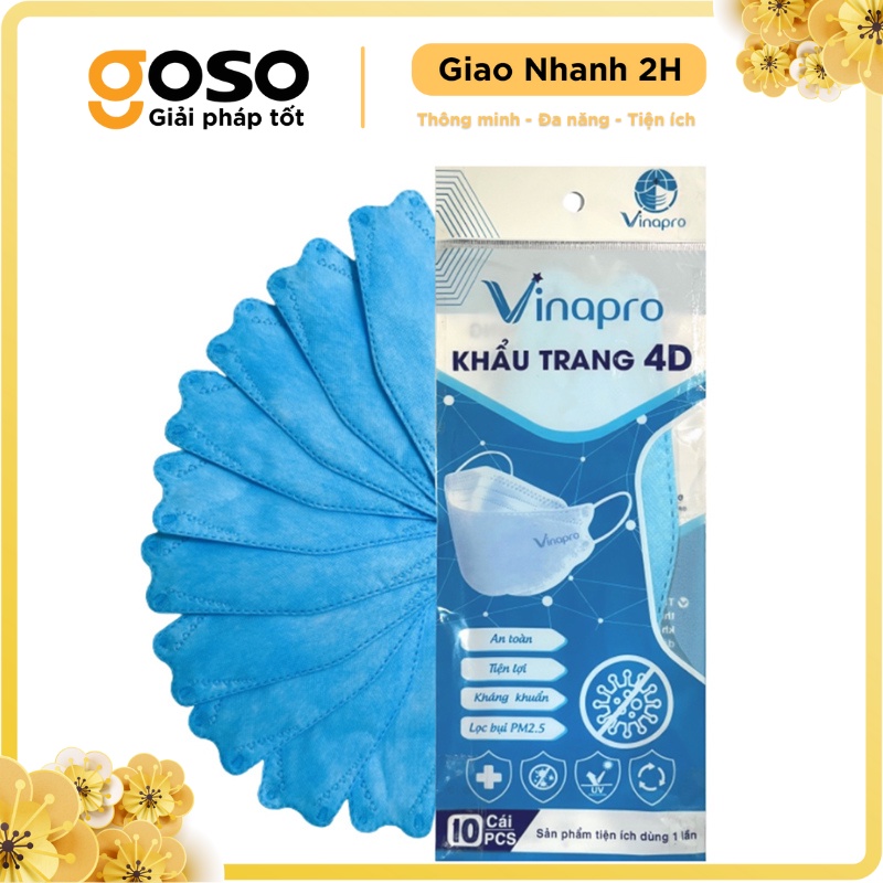 [GOSO] Khẩu Trang 4D KF94 Vinapro, Khẩu Trang Kháng Khuẩn Cao Cấp (Thùng 300 Cái)