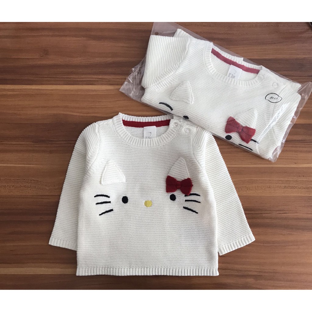 Áo len H M bé gái thêu mèo Kitty