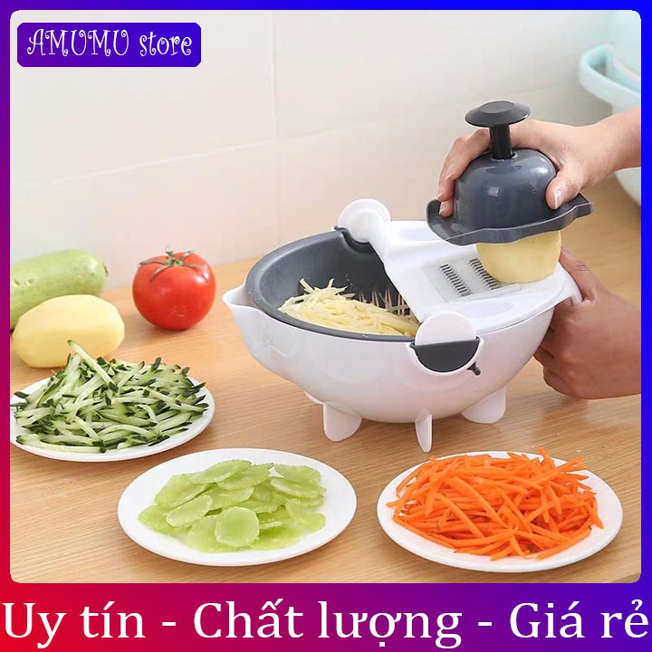 Dụng cụ nạo rau củ quả kèm rổ 9 trong 1 nhà bếp siêu tiện dụng