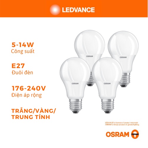 BÓNG ĐÈN LED TRÒN OSRAM 5W, 7W, 9W, 12W, 14W ĐUÔI E27 (Chính hãng)