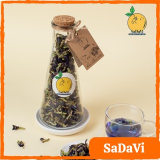 Trà Hoa Đậu Biếc/ Trà hoa đậu biếc SaDaVi - Chai tháp 350ml - Tặng kèm gói cỏ ngọt