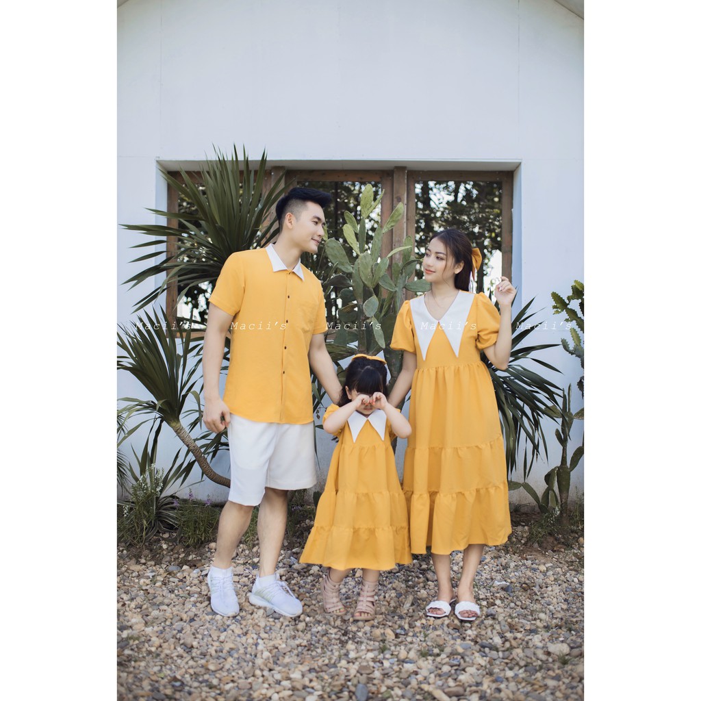 HÀNG THIẾT KẾ - đồ đôi mẹ bé, đồ đôi gia đình - M17 Vàng nghệ