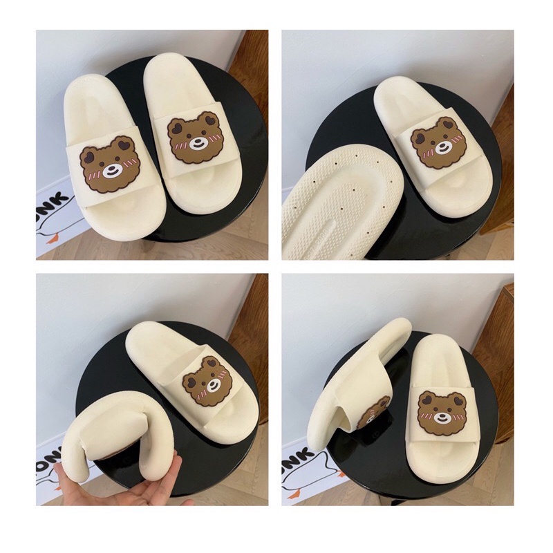 Dọn kho xả 29k Dép nhựa dẻo, êm chống trượt in hình gấu cute cho nữ