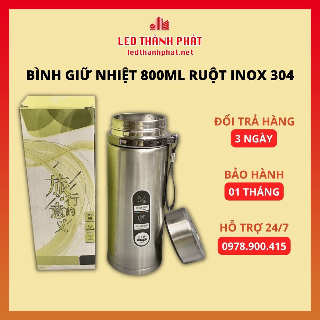 BÌNH GIỮ NHIỆT 800ML ruột INOX 304 Không Ghỉ giữ cực nhiệt tốt, hàng LOẠI 1 chất lượng cao