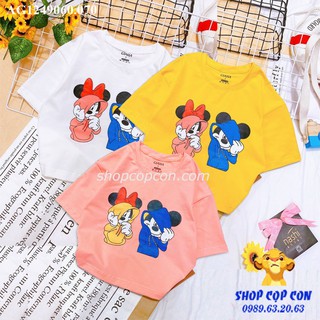 Áo thun croptop form rộng hình 2 chuột cho bé gái từ 10 đến 56kg