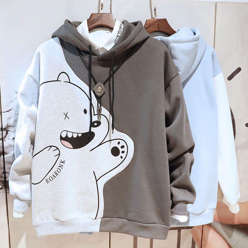 ⚡W-king⚡ Áo Khoác Hoodie In Hình Gấu Lelaki Thời Trang Cho Nam