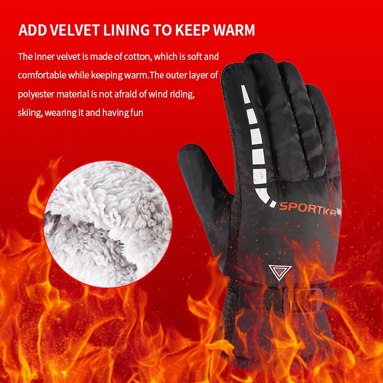 Găng tay thể thao dày dặn chống thấm nước thời trang mùa đông cho nam và nữ