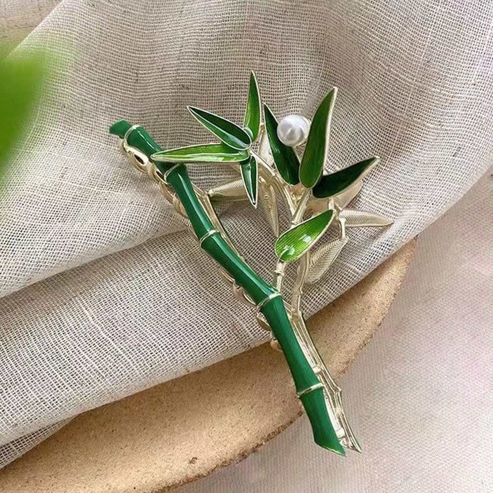 Kẹp Tóc Cá Mập Bằng Tre Và Kim Loại Màu Xanh Lá