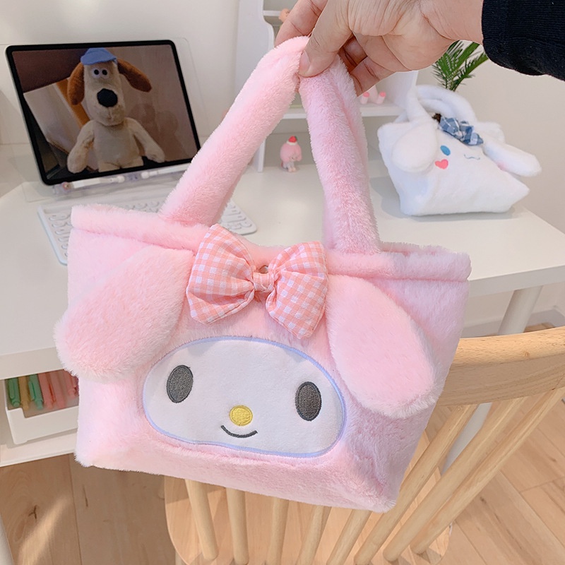 Túi Xách Tote Phủ Bông Hình Chú Chó Tai Lớn Kích Thước Lớn Hàng Ngày Cho Nữ