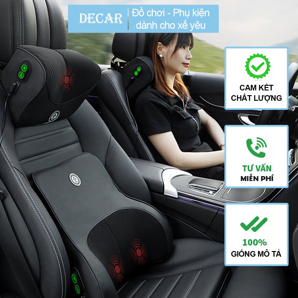 Ghế massage trên xe ô tô có 6 chế độ rung , bộ tựa lưng + gối mát xa chuyên dụng cho xe hơi, văn phòng