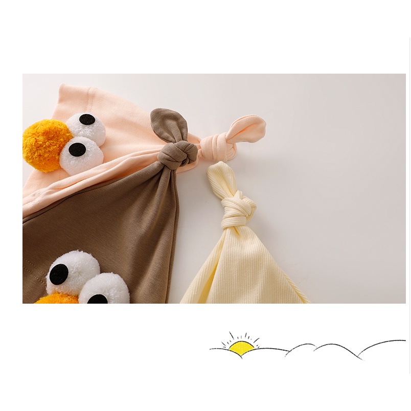 Mũ cotton trùm đầu họa tiết mắt chim đáng yêu Mimo Baby cho bé 0-12m