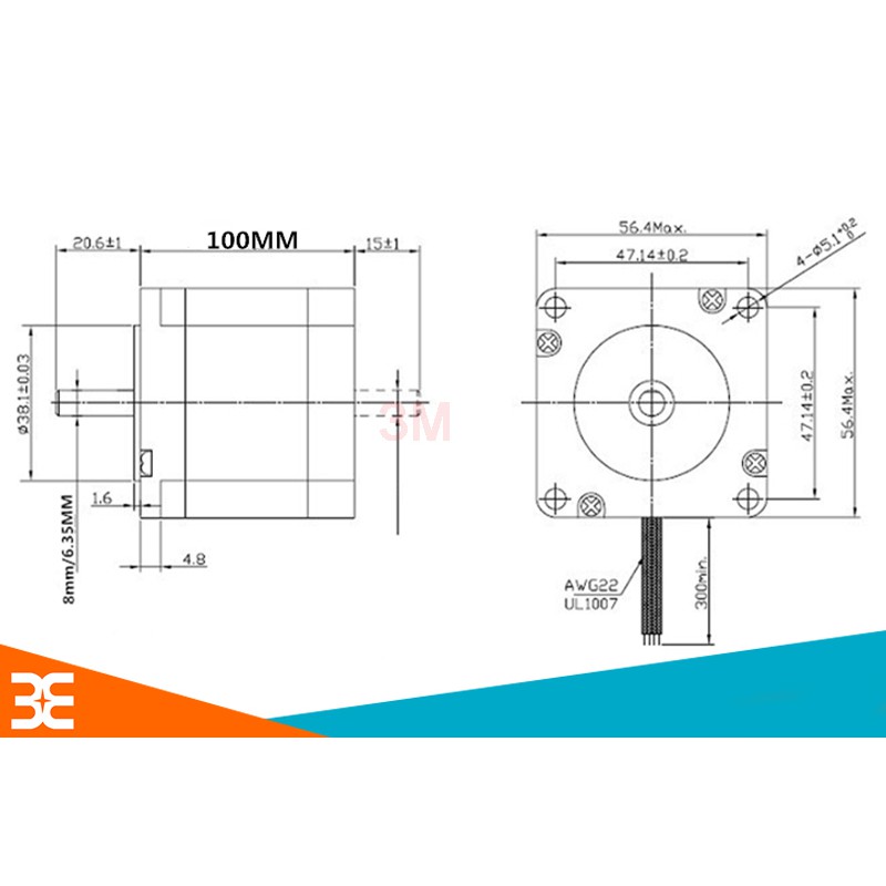 Động Cơ Bước 57BYG250D 1.8 Độ 2.5Nm 2.8A