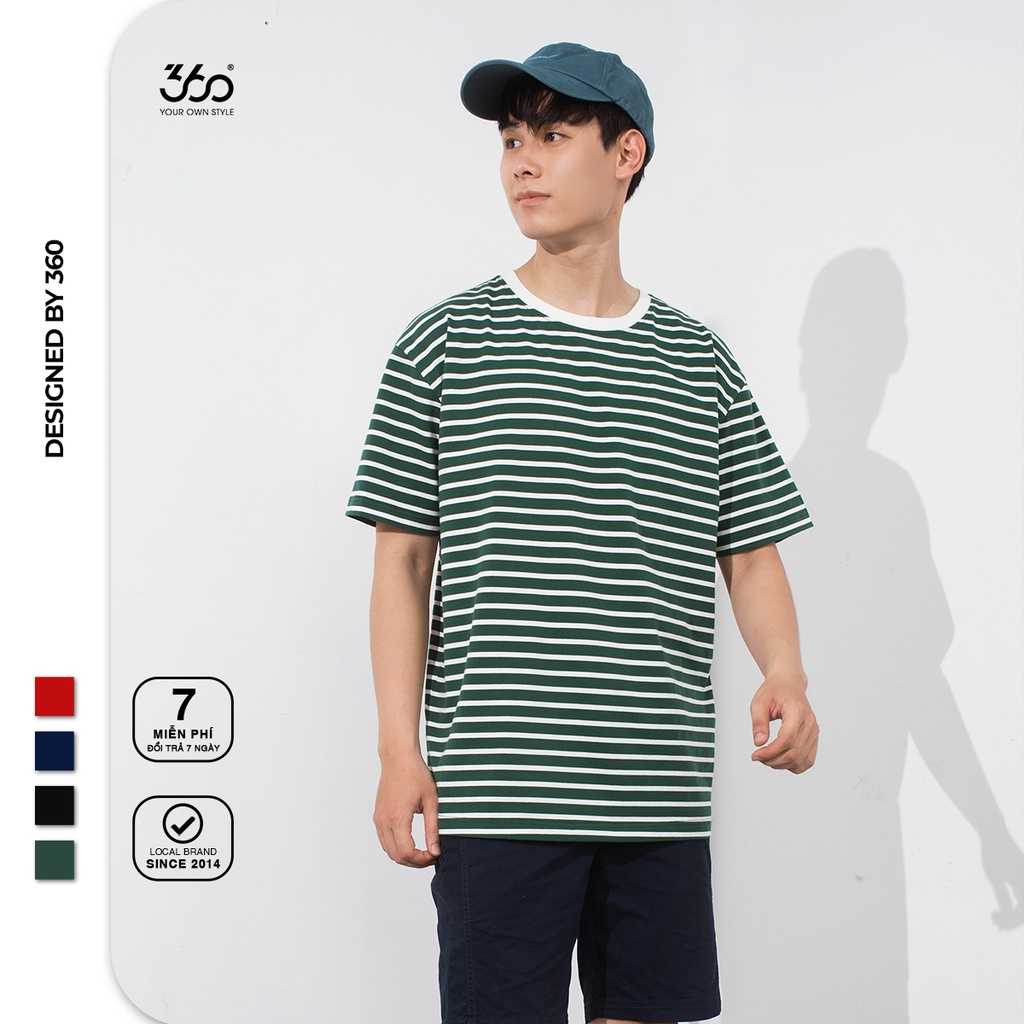 Áo thun cổ tròn kẻ ngang local brand 360 Boutique chất vải cotton - APTTK284 | BigBuy360 - bigbuy360.vn