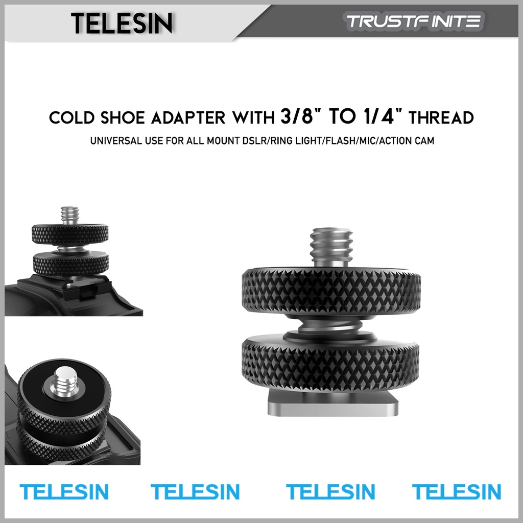 TELESIN Adapter Chuyển Đổi Từ 3 8 Inch Sang 1 4 Cho Đèn LED DSLR Micro thumbnail
