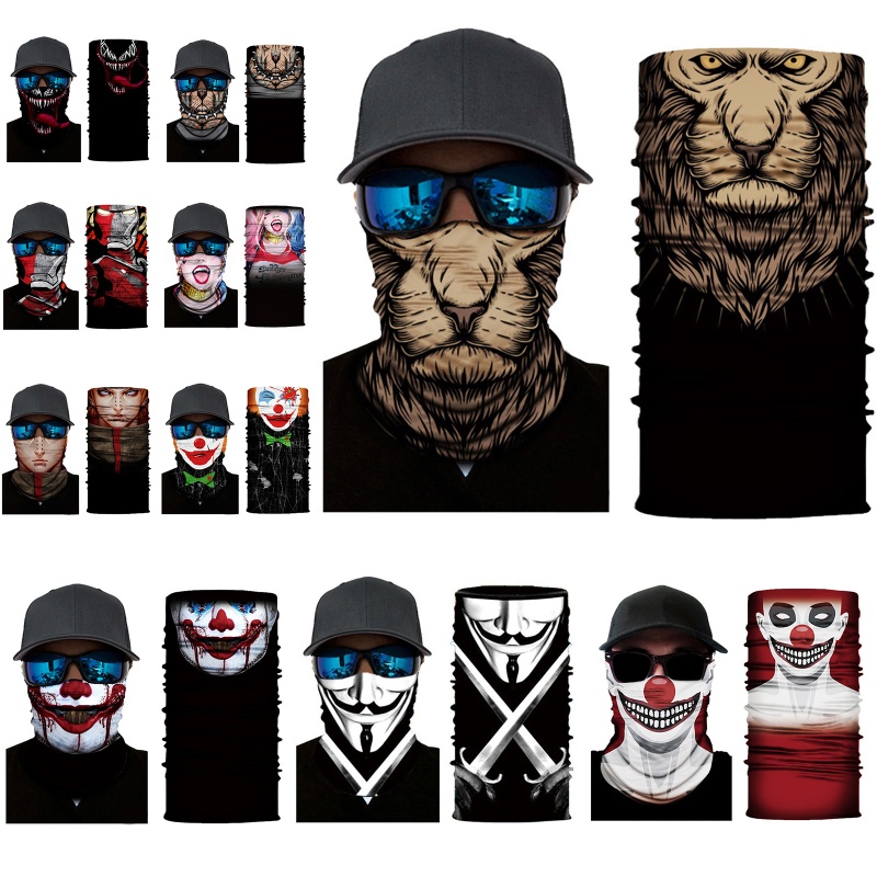 Wmmb Băng Đô Dạng Ống Che Mặt Và Cổ Chống Gió Chống Nắng In Hình Chú Hề Đáng Sợ Liền Mạch Ma Thuậ