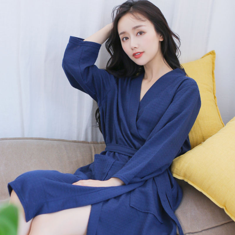 Áo choàng tắm phụ nữ ngủ mỏng vài nam thẩm mỹ viện băng lụa yukata pyjama và mặc nhà dàiYY