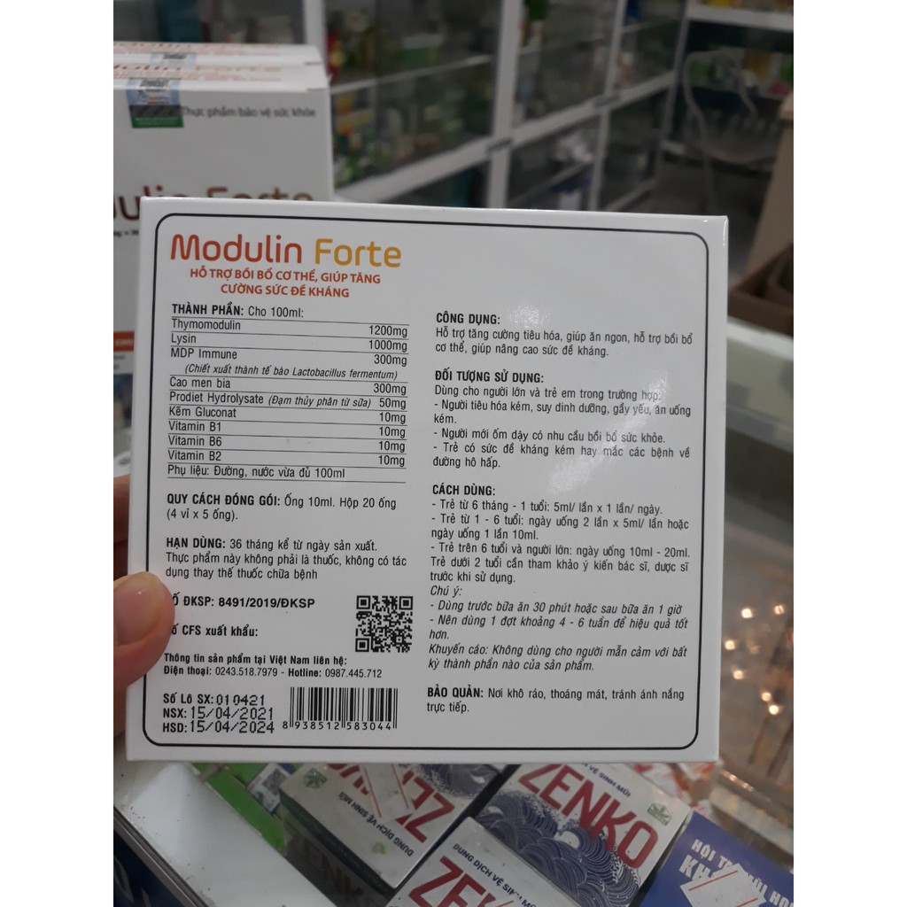 Siro uống MODULIN FORTE tăng đề kháng, giúp bé ăn ngon, ngủ ngon