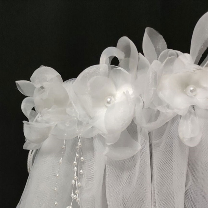 Băng Đô Vải Tuyn Màu Trắng In Hoa Thời Trang Cho Cô Dâu