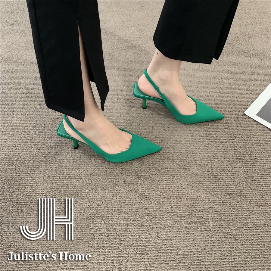 Giày cao gót nữ, sandal Nữ cao 5cm mũi nhọn gót nhọn dáng sandal slingback thời trang công sở đẹp 11020061