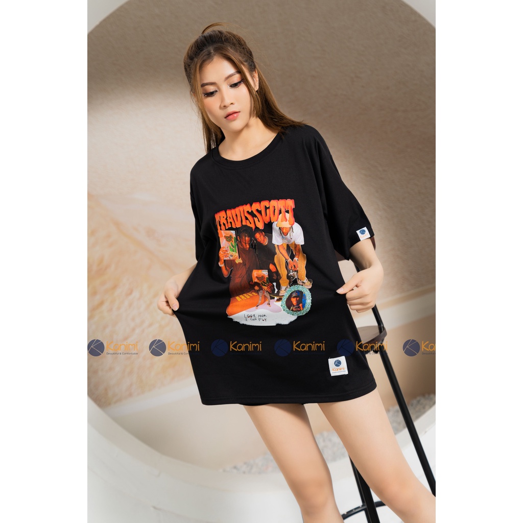 Áo phông, áo Thun tay lỡ form rộng TRAVIS SCOTT Nam Nữ Ulzzang Unisex Kanimi