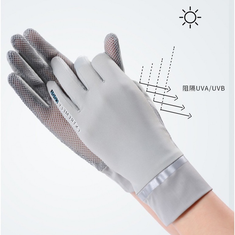 Găng Tay Lái Xe Hở Ngón Chống Trượt Bằng Lụa Lạnh Mỏng Thoáng Khí Chống Tia UV Đơn Giản Có Thể Chạm Màn Hình Cảm Ứng Cho Nữ