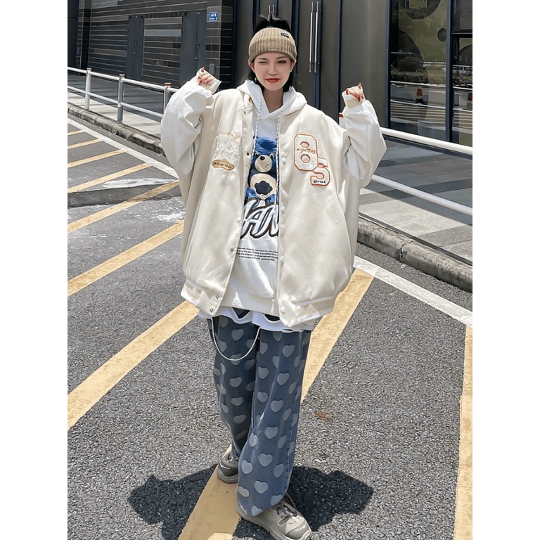 ÁO KHOÁC BOMBER CẶP ĐÔI NAM NỮ THỜI  TRANG CHỮ S PHONG CÁCH CÁCH DẠO PHỐ