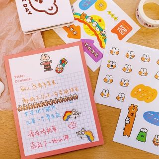 (Hình thật) Sticker gấu thỏ cầu vồng dễ thương