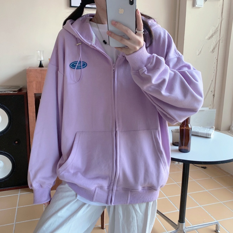 2022 Women's Autumn New Fashion Hooded Sweater Korean Version of the Sweet Loose Zip Jacket