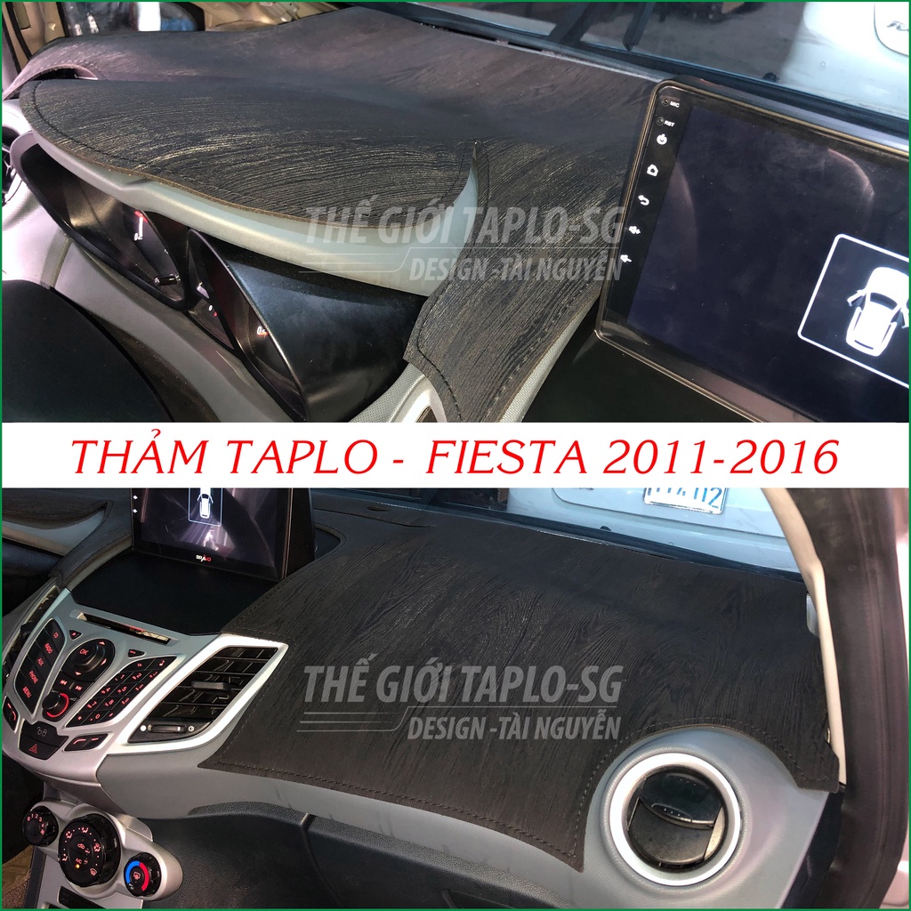 [Fiesta-2013 đến 2020] Thảm bảo vệ Taplo oto loại da vân gỗ,da cacbon,da nỉ đen và nhung lông cừu dày 3 lớp