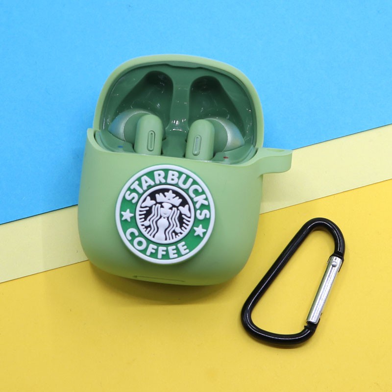 Vỏ bọc bảo vệ hộp sạc tai nghe không dây bluetooth TWS JBL TUNE 220 bằng silicone hoạt hình đáng yêu có móc khóa