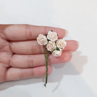 Hoa hồng mini trang trí sổ tay, thiệp, khung tranh treo (màu trắng pha hồng)