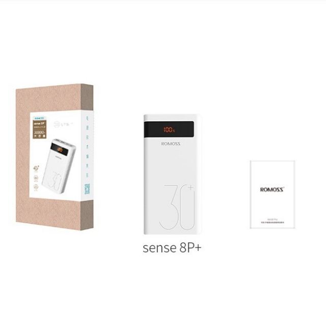 Pin sạc dự phòng Romoss Sense 8P+ 30000mAh Sạc nhanh QC3.0 và Sạc nhanh 2 chiều TypeC (Trắng) [CHÍNH HÃNG]