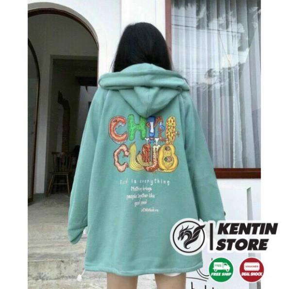 Áo khoác hoodie Chống Nắng Cho nam nữ in hình Chili Club, Form rộng Unisex có Dây Kéo Ulzzang KENTIN