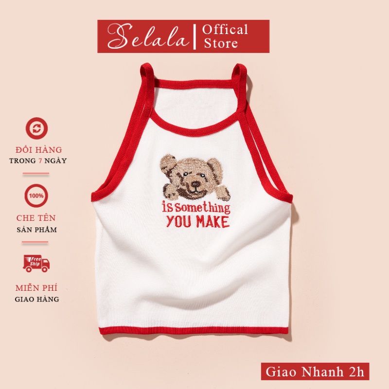 Áo Bra Gấu Selala Croptop Dáng Ổm Đáng Yêu Thoáng Mát Nổi Bật V13
