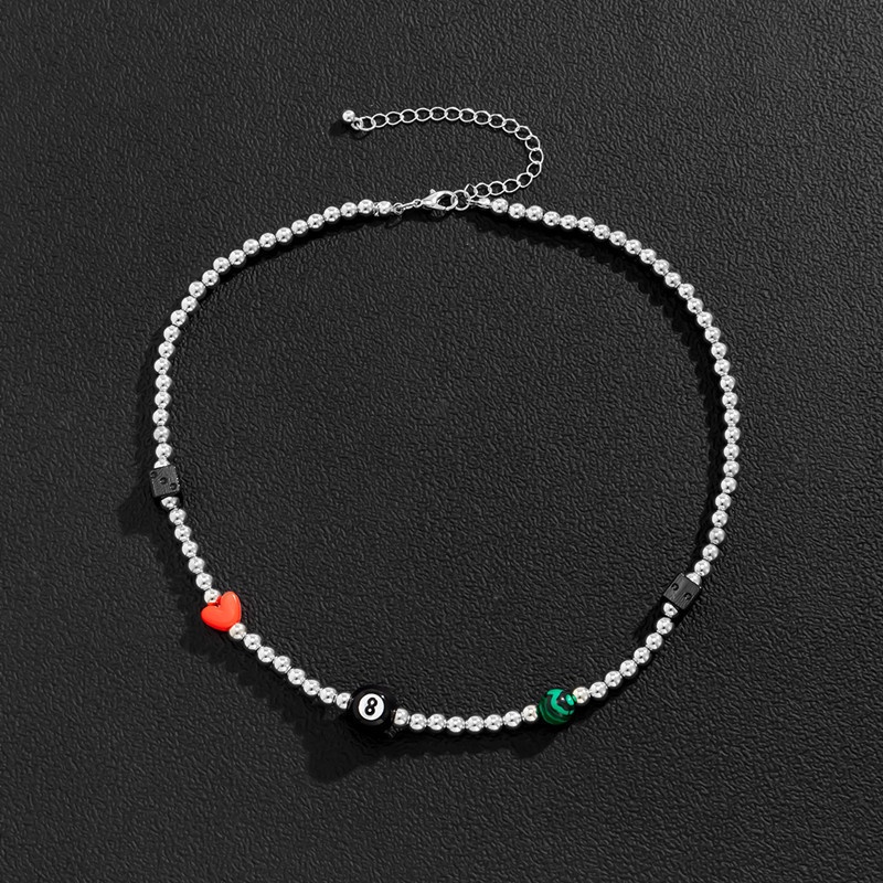 Vòng cổ Dạng Chuỗi Hạt Mặt Hình Trái Tim Phong Cách Hip Hop Cho Nam