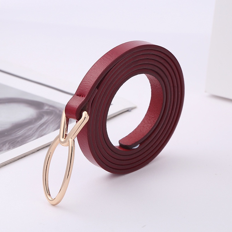 Thắt lưng, dây nịt nữ, bản nhỏ, da thật, khóa thắt không dùng lỗ, hình oval W20