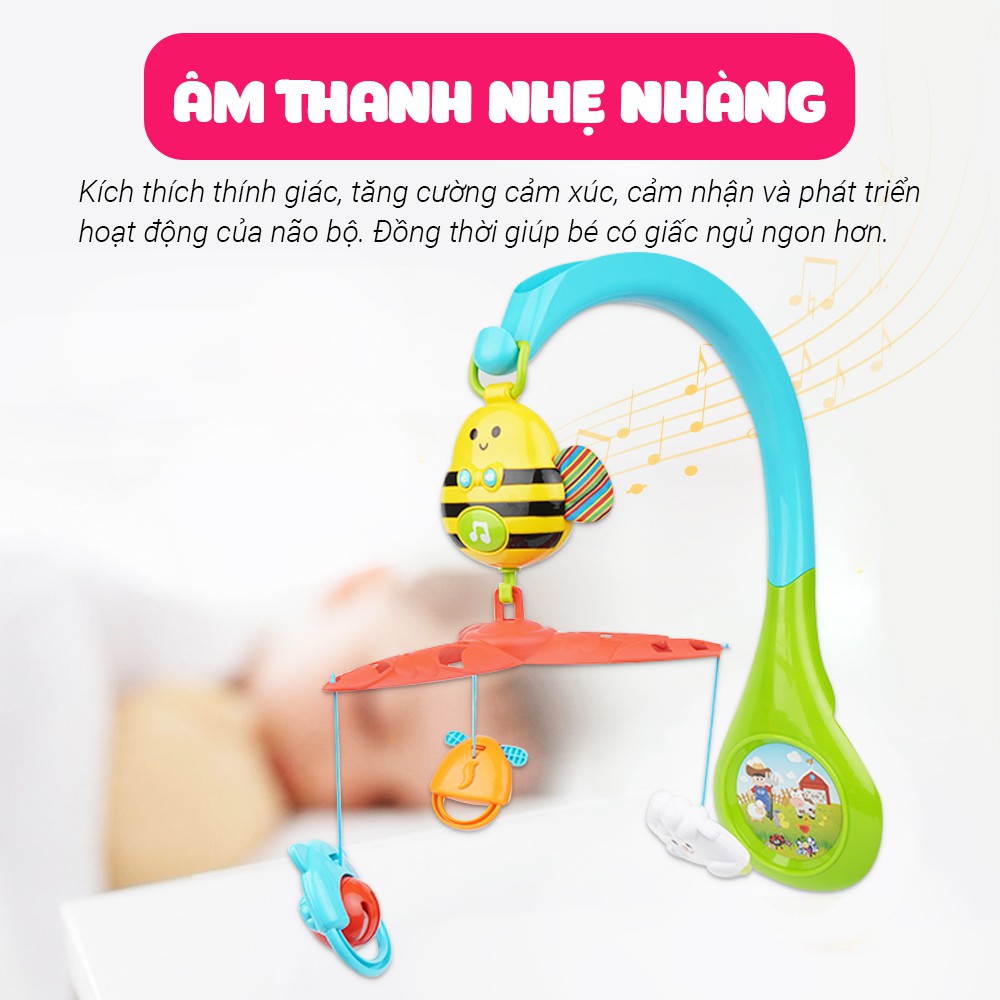 Treo nôi cũi phát nhạc / tiếng ồn trắng ru ngủ đa năng hình con ong Winfun 0856 - Đồ chơi treo có thể tháo rời 5.0