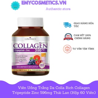 SALE DATE 5/10/2022 VIÊN UỐNG COLLAGEN TRẺ HÓA DA COLLA RICH COLLAGEN Tripeptide Zinc 596mg THÁI LAN (Hộp 60 Viên)