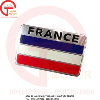 TEM NHÔM HÌNH LÁ CỜ PHÁP DÁN PÔ , CẢNG XE MÁY. BỀN ĐẸP,TẶNG KÈM MIẾNG TEM DECAL DÁN XE.