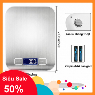 FreeShip-CÂN ĐIỆN TỬ MINI ĐỂ BÀN, NHÀ BẾP 5kg MẶT INOX, Thiết Kế Đẹp, Cân Tiểu Ly [B.210]-Hàng cao cấp